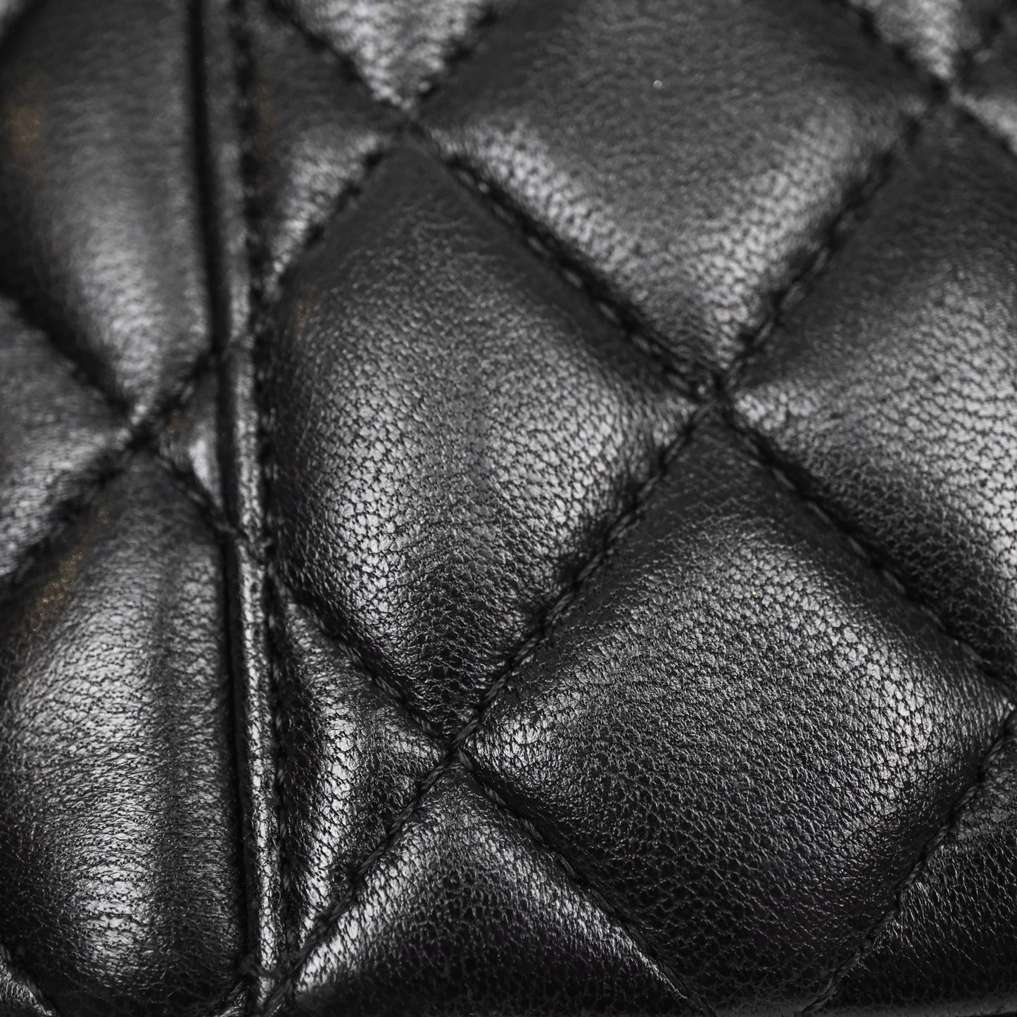 Chanel Mini Black Lambskin Vanity Pearl Crush With Chain Gold Hardware