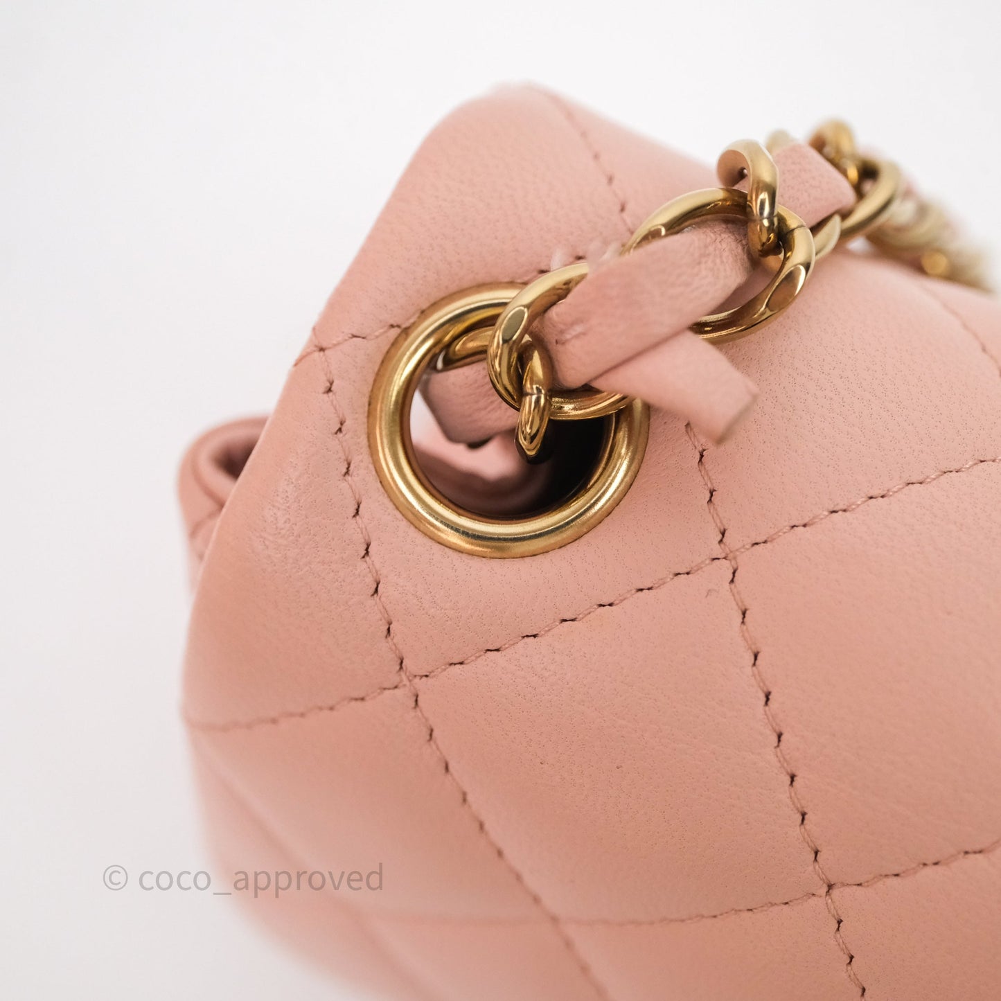 Chanel Mini Square Flap Quilted Pink Lambskin Gold Hardware