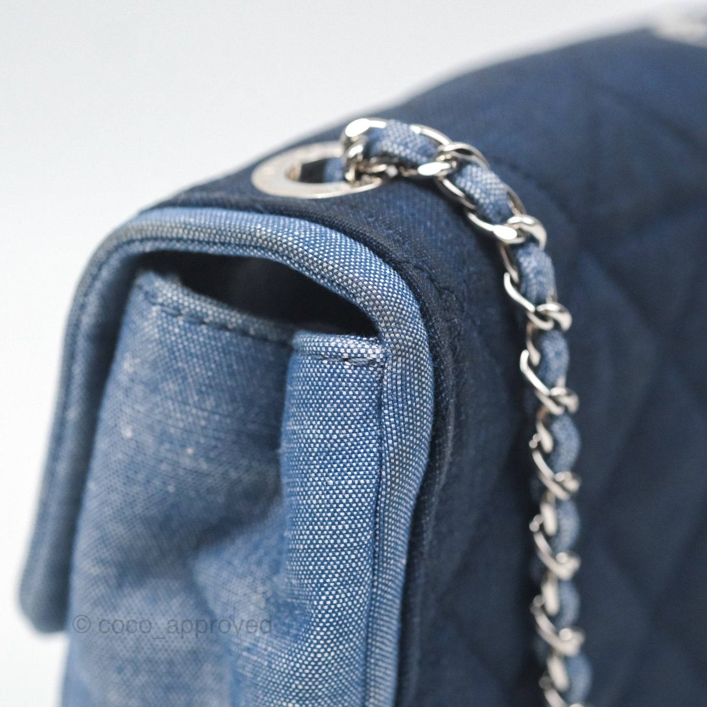 Chanel Quilted Mini Medallion Graphic Denim Blue Silver Hardware