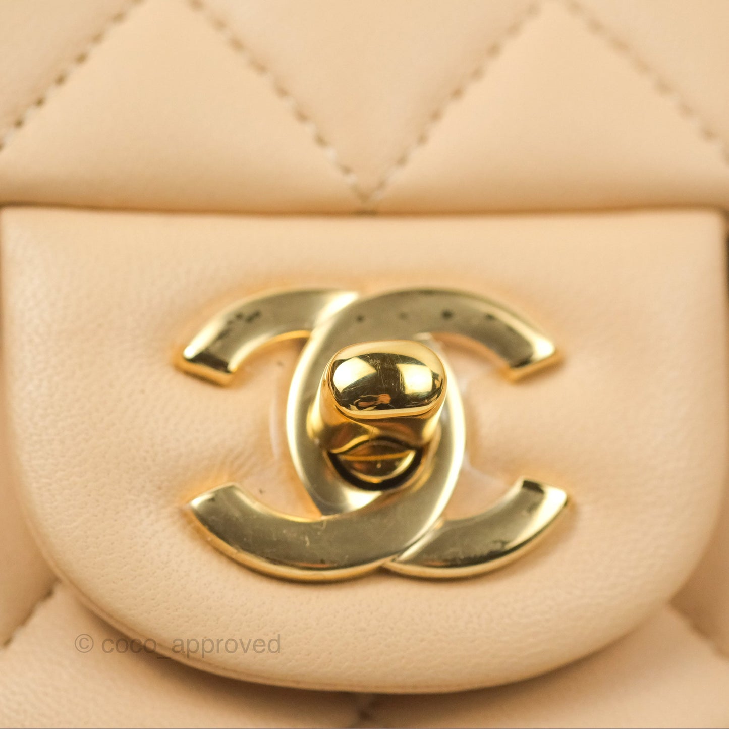 Chanel Small Quilted Classic Flap Beige Lambskin Gold Hardware