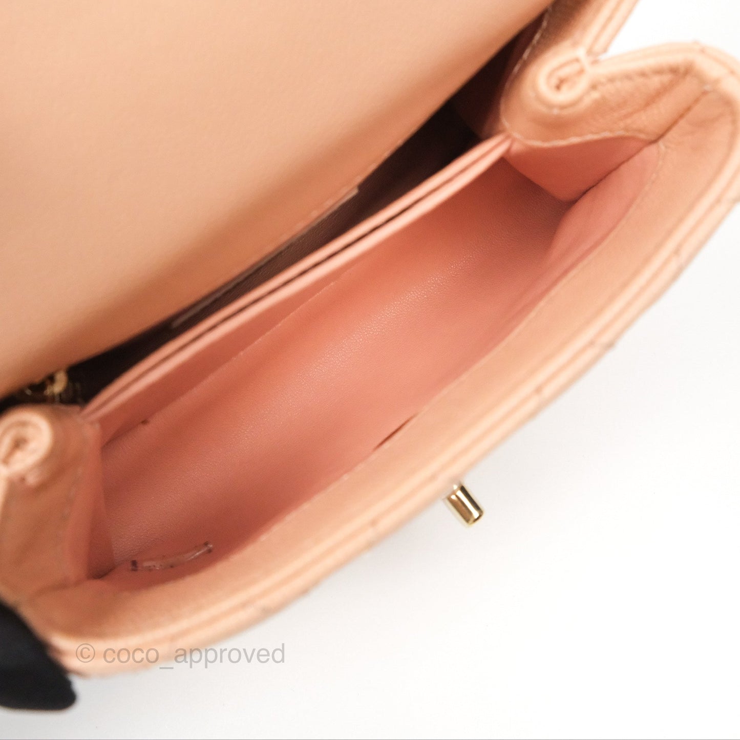 Chanel Quilted Mini Coco Handle Caviar Pink Beige Gold Hardware