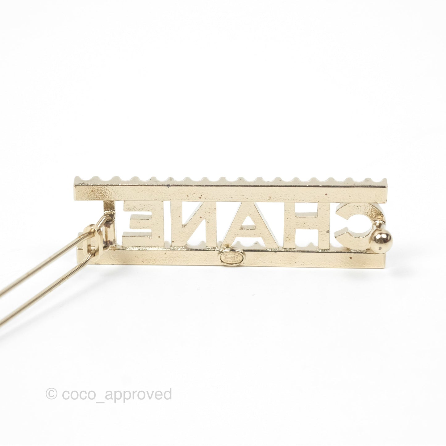 Chanel Crystal Hair Clip Gold Tone 22S