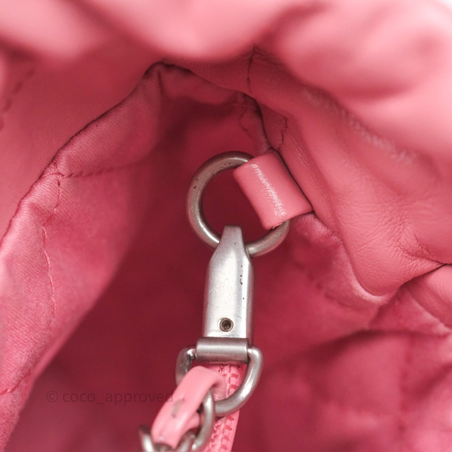 Chanel 22 Mini Bag Pink Shiny Crumpled Calfskin Matte Silver Hardware