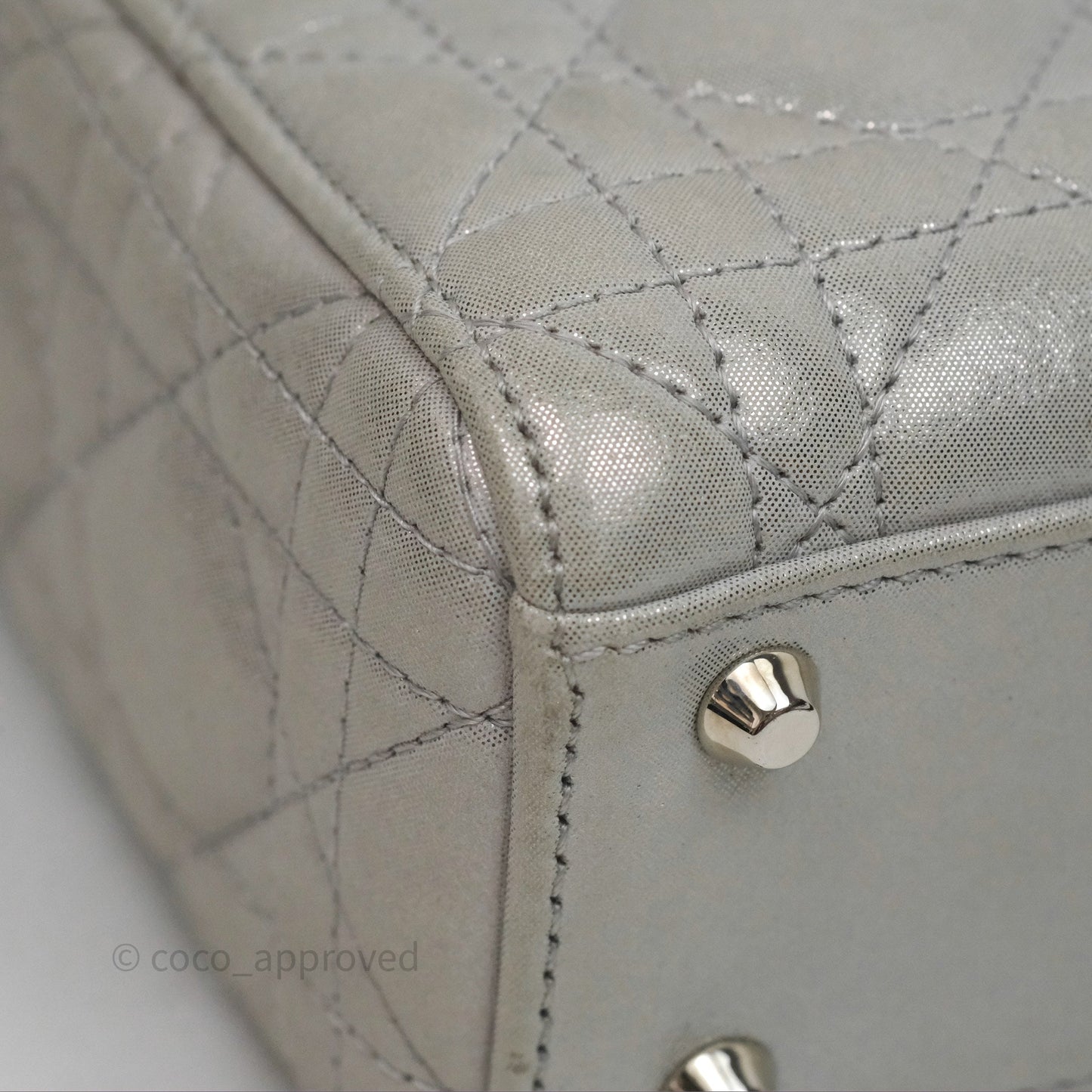Christian Dior Calfskin Cannage Mini Lady Dior Grey