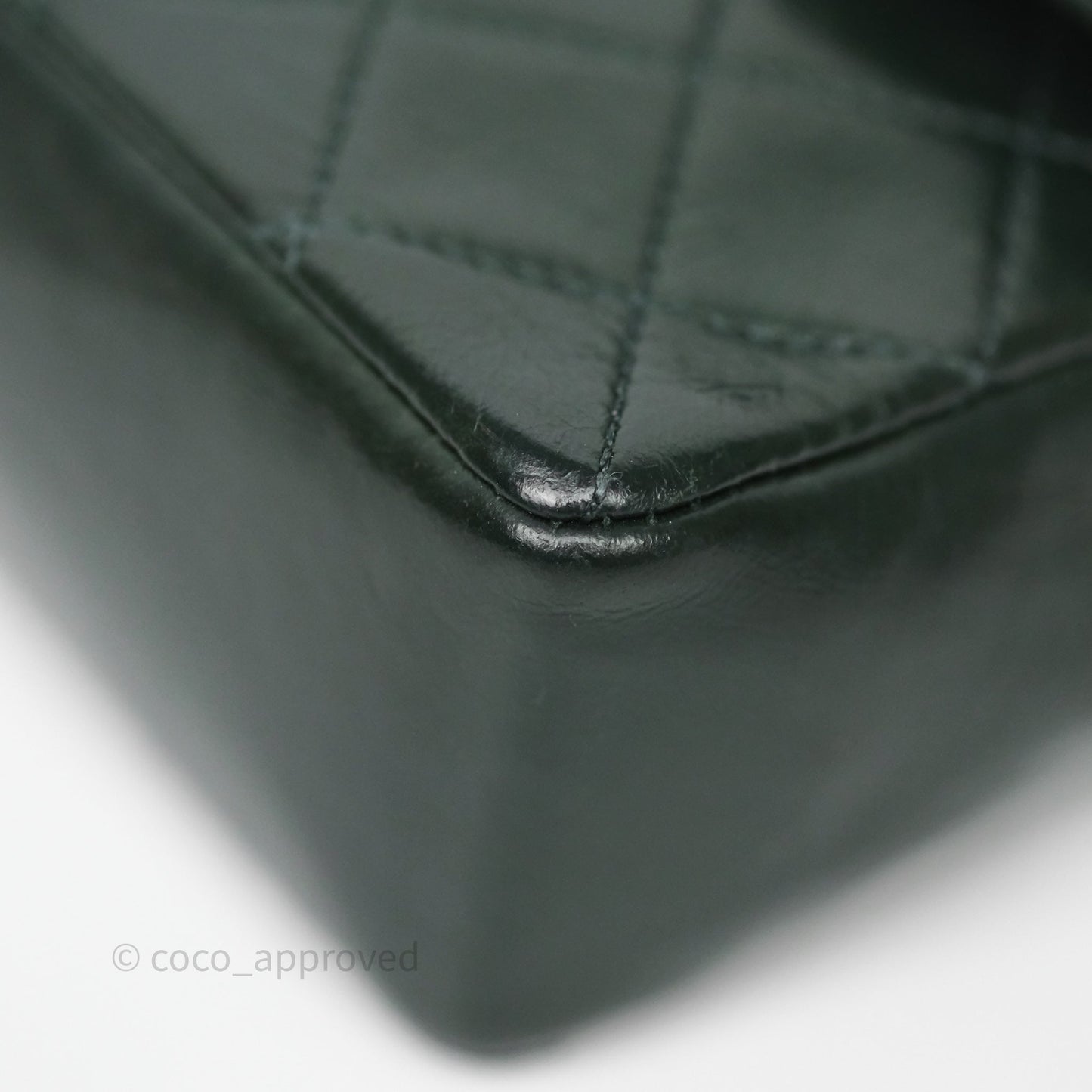Chanel Vintage Mini Flap Bag Dark Green Lambskin Gold Hardware