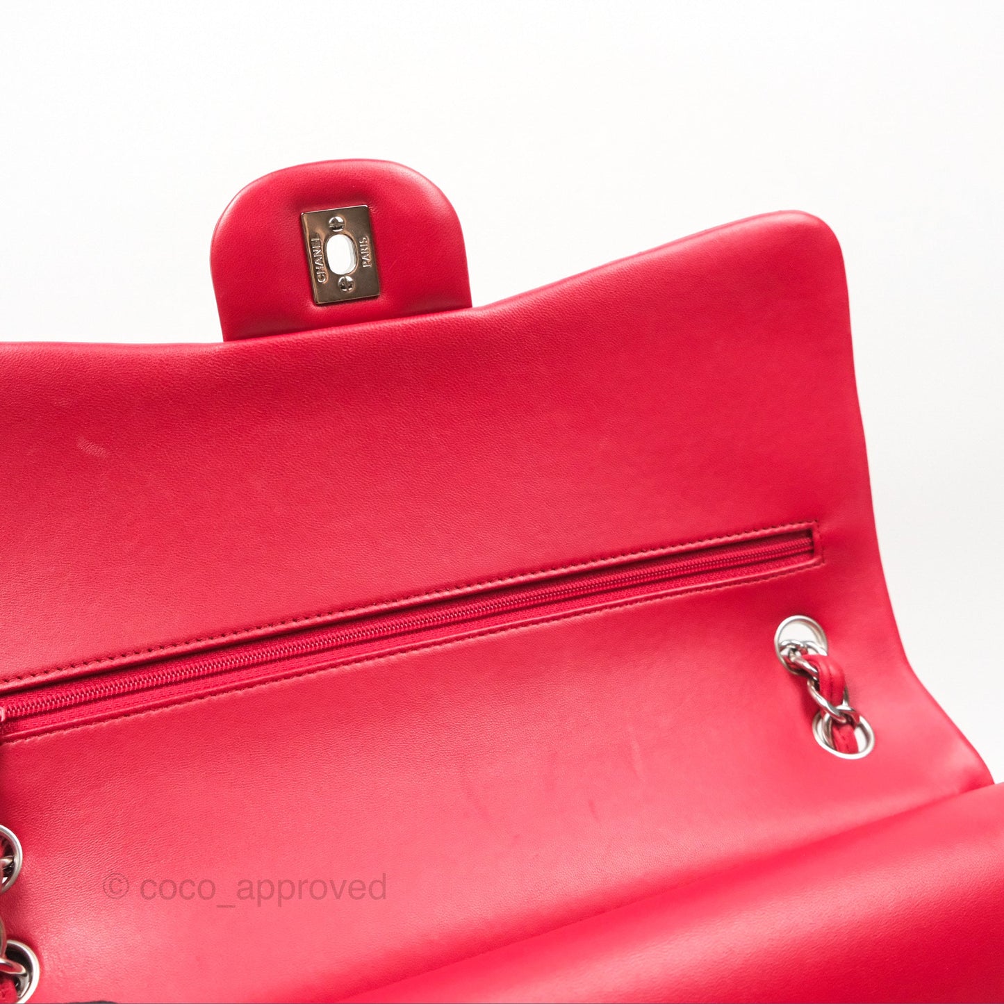 Chanel Jumbo Double Flap Red Lambskin Silver Hardware