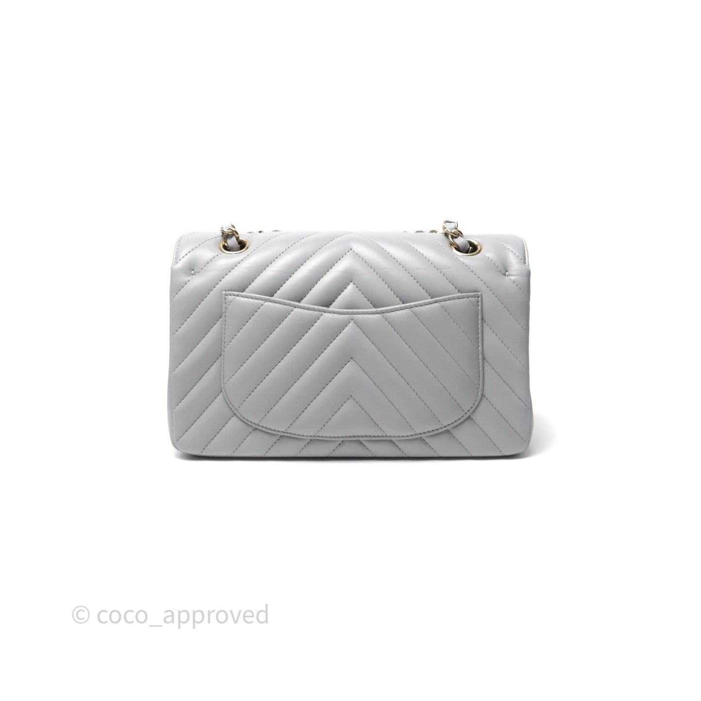 Chanel Classic Small Flap Chevron Grey Lambskin Gold Hardware