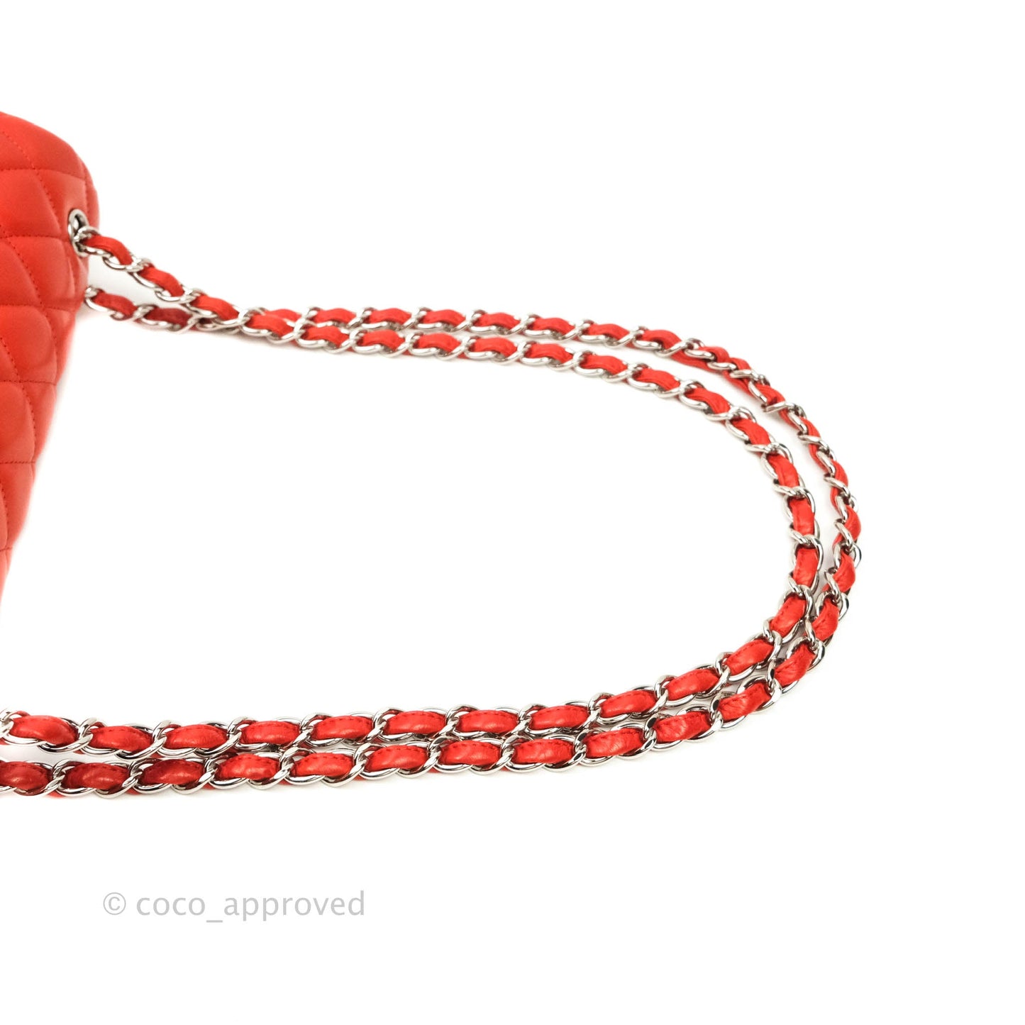 Chanel Jumbo Double Flap Red Lambskin Silver Hardware⁣⁣