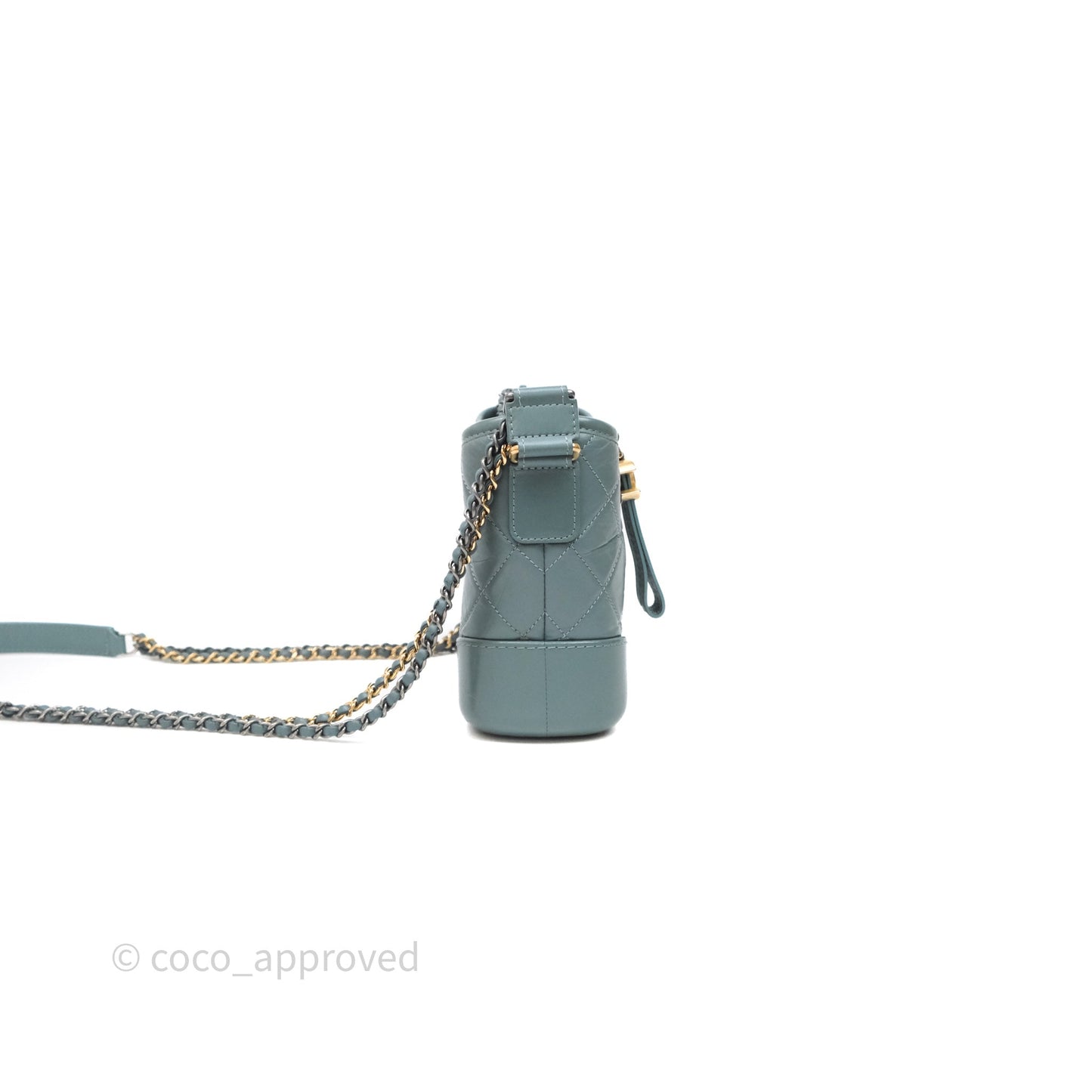 Chanel Small Gabrielle Hobo Quilted Grey Green Aged Calfskin