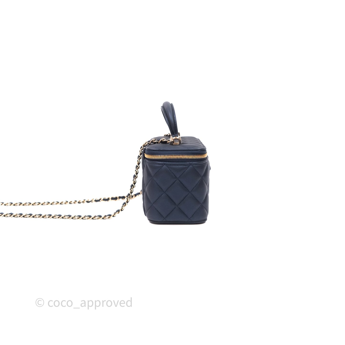 Chanel Top Handle Vanity Irdescent Navy Lambskin Gold Hardware