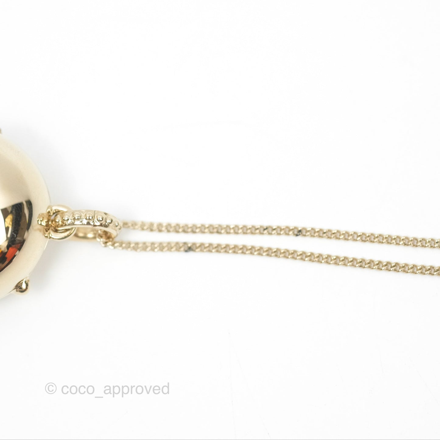Chanel CC Sphere Locket Necklace Gold Tone 21S