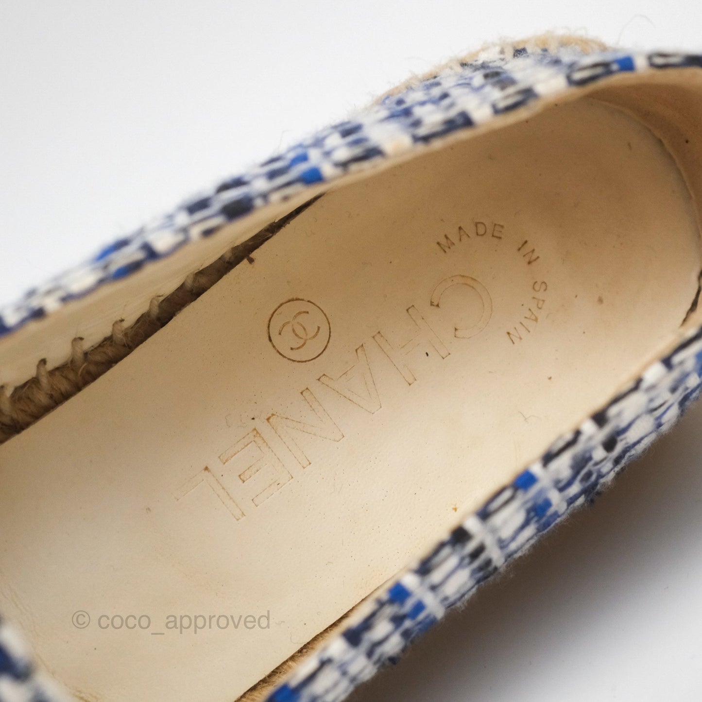 Chanel Espadrille Blue Tweed Size 38