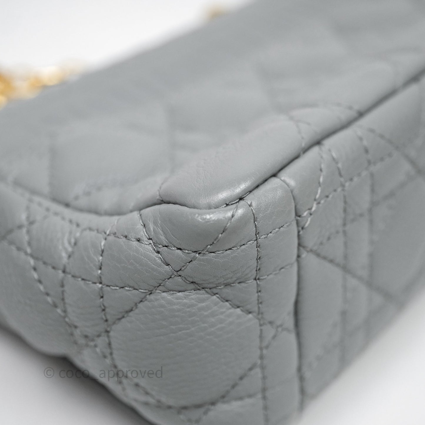 Christian Dior Small Caro Bag Stone Gray Supple Cannage Calfskin