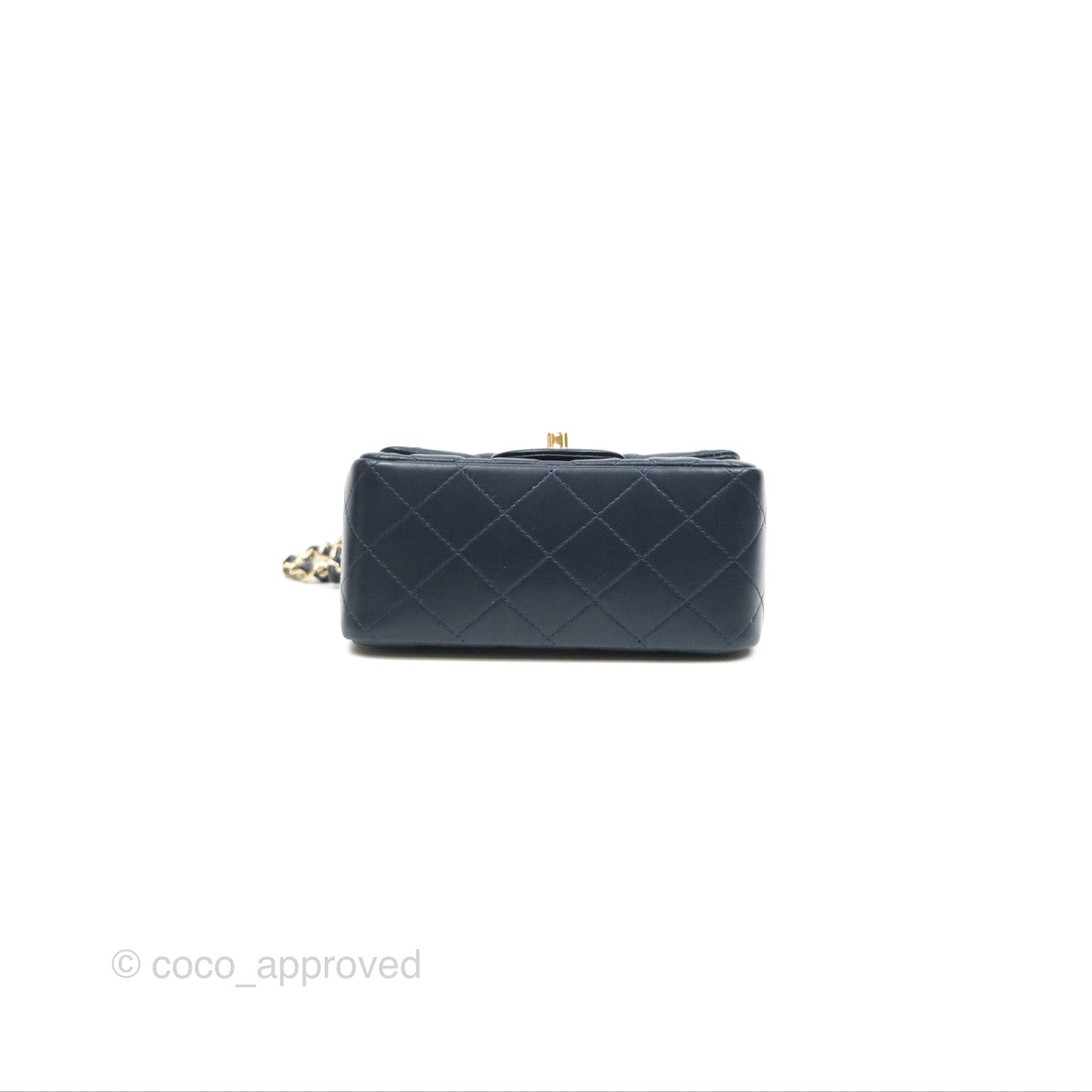 Chanel Mini Square Quilted Navy Lambskin Gold Hardware