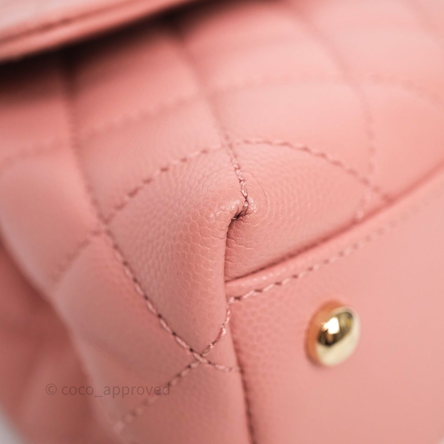 Chanel Small Coco Handle Quilted Pink Caviar Gold Hardware