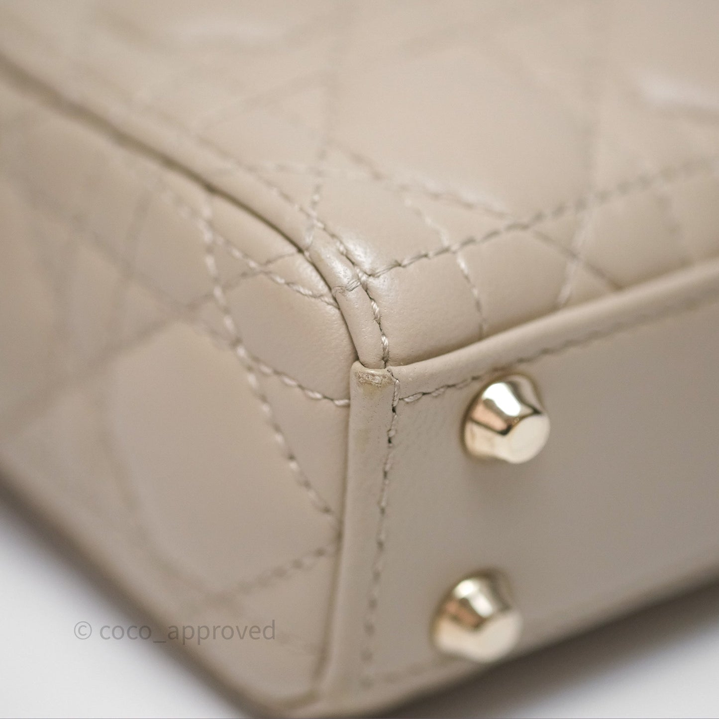 Christian Dior Micro Lady Dior Cannage Beige Lambskin Gold Hardware