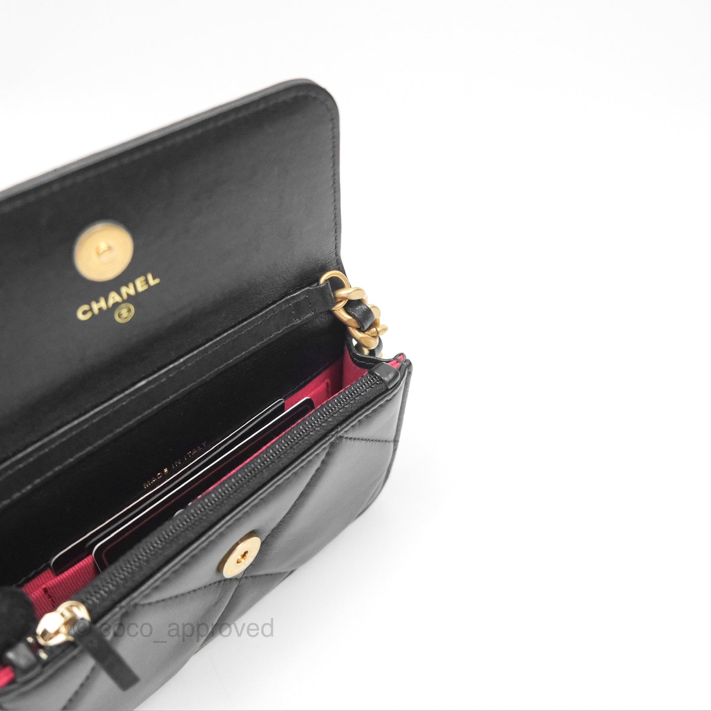 Chanel 19 Clutch With Chain Black Lambskin Mixed Hardware