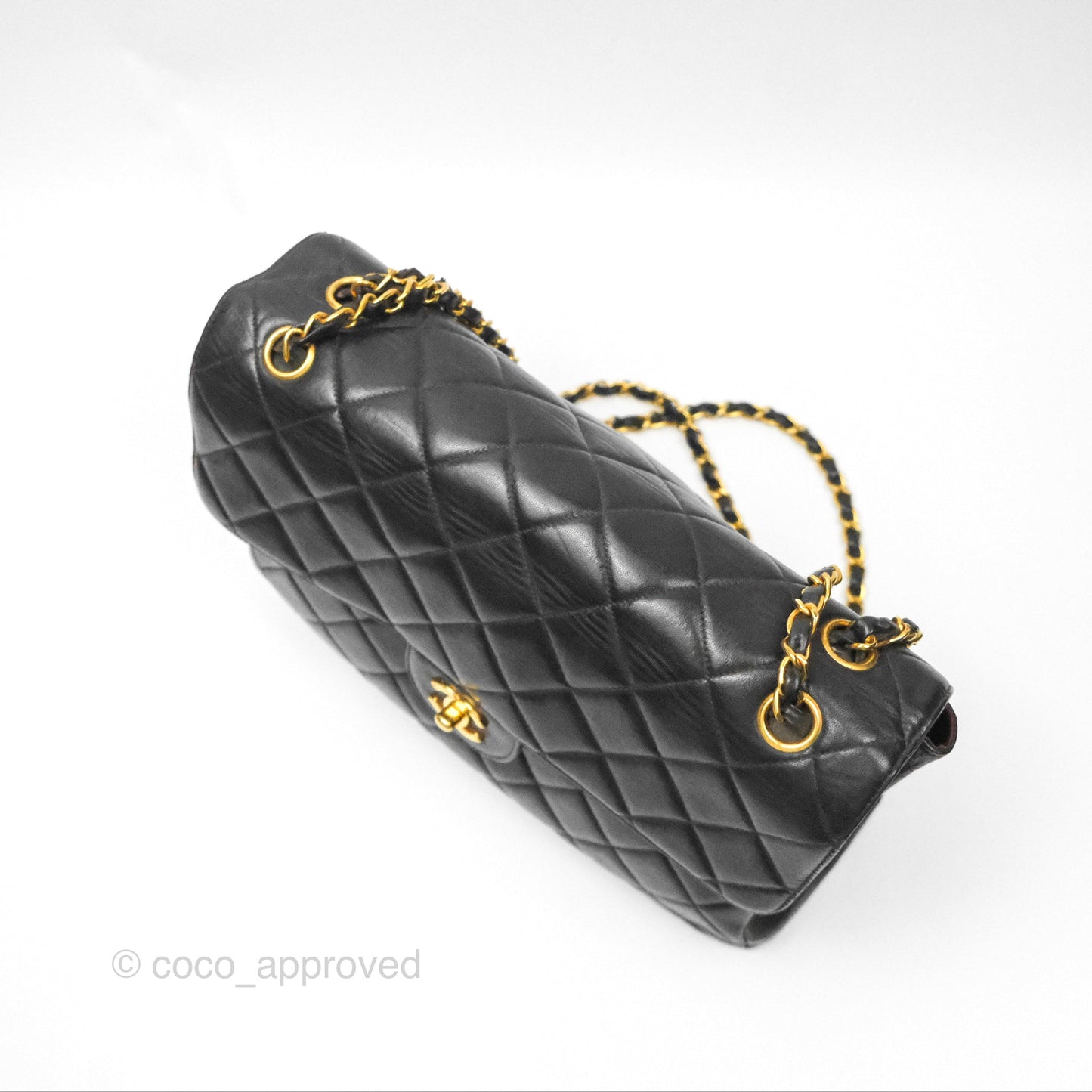 Chanel Vintage Double Sided Jumbo Flap Black Lambskin 24K Gold Hardware