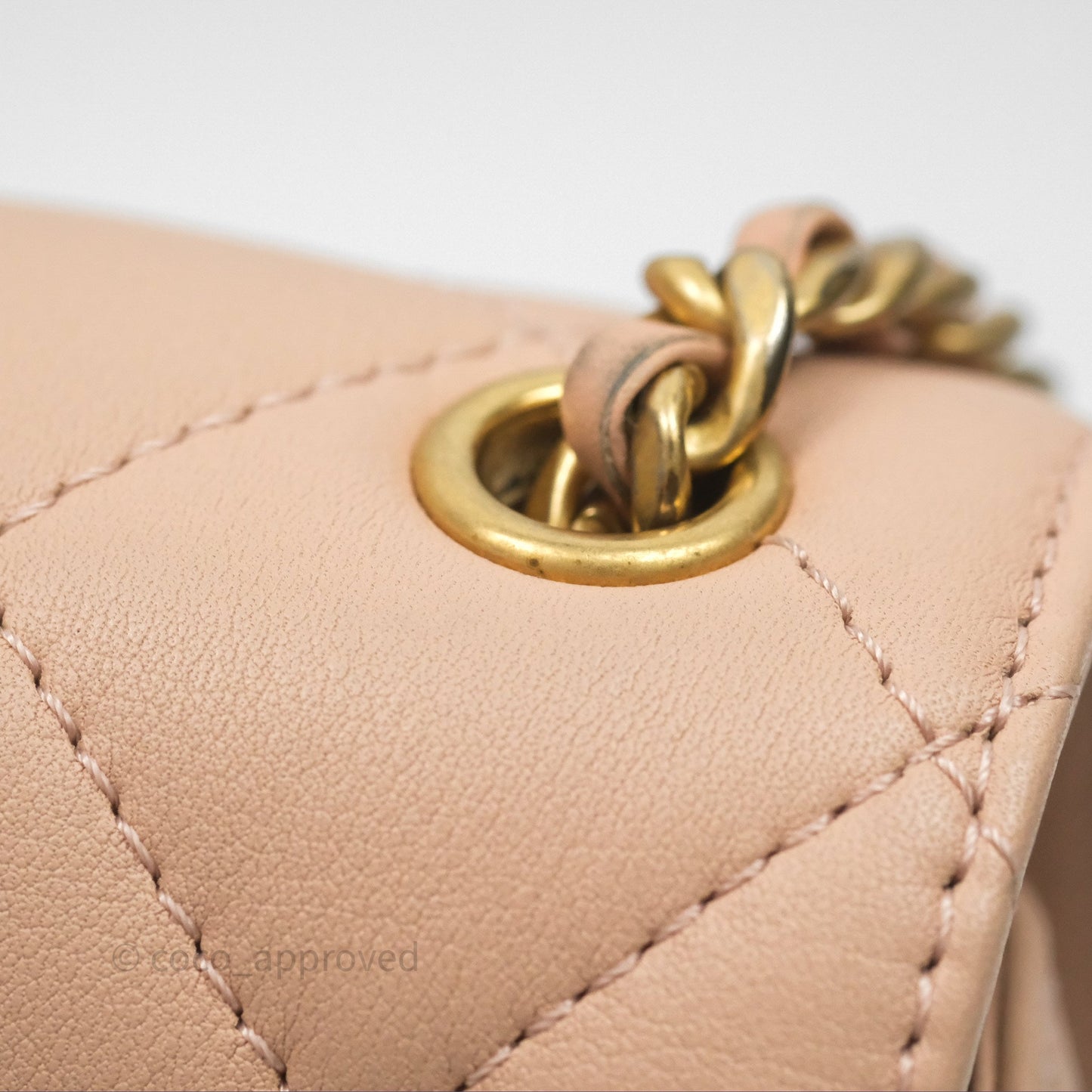 Chanel Messenger Bag Beige Pink Calfskin Aged Gold Hardware