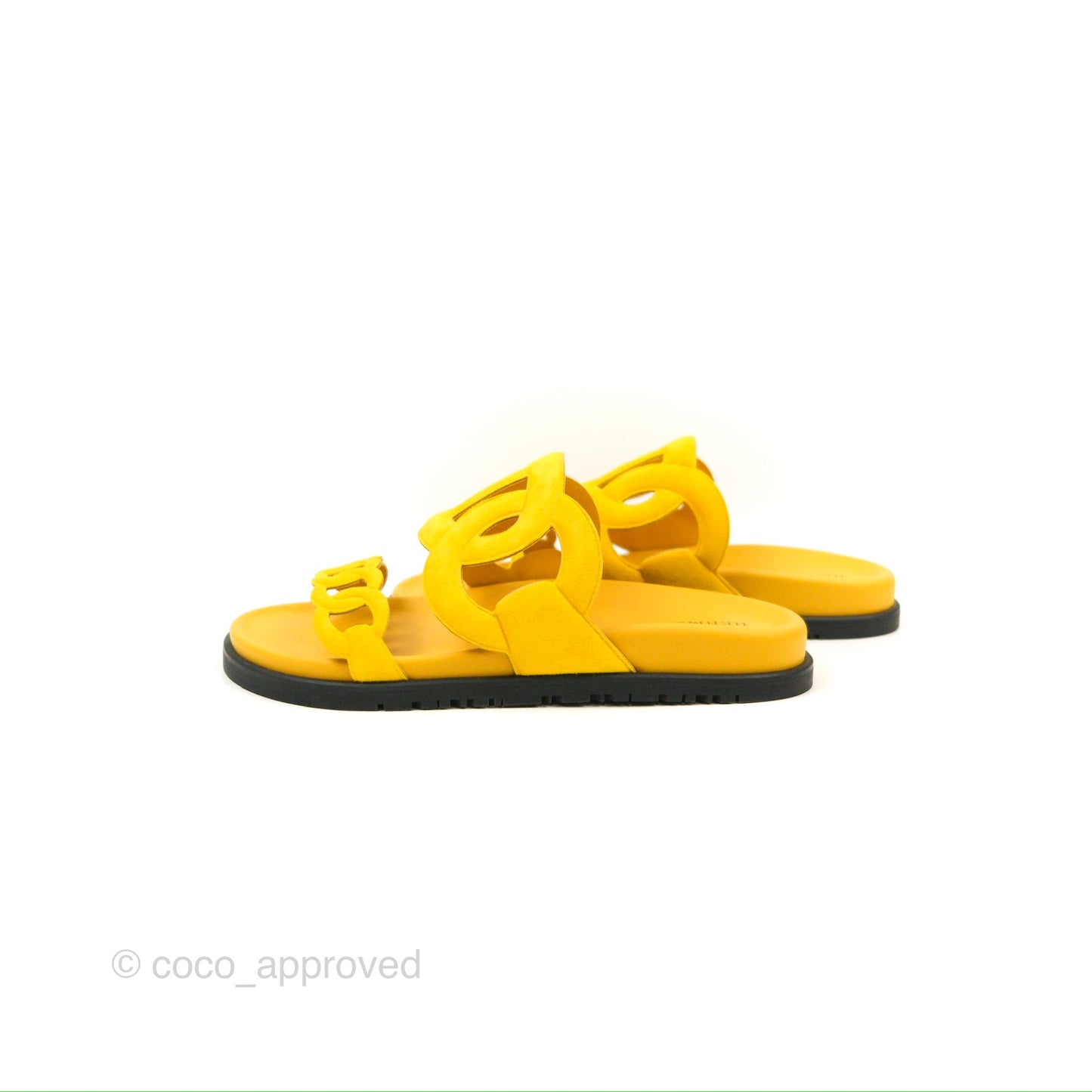 Hermes Extra Sandal Jaune Sable Suede Goatskin Size 37