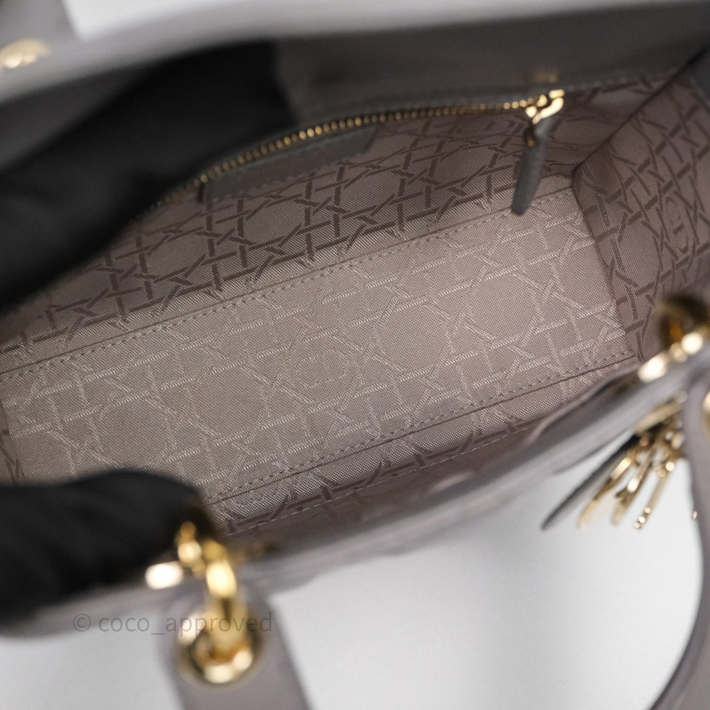 Christian Dior Small Lady Dior My ABCDior Bag Stone Gray Cannage Lambskin