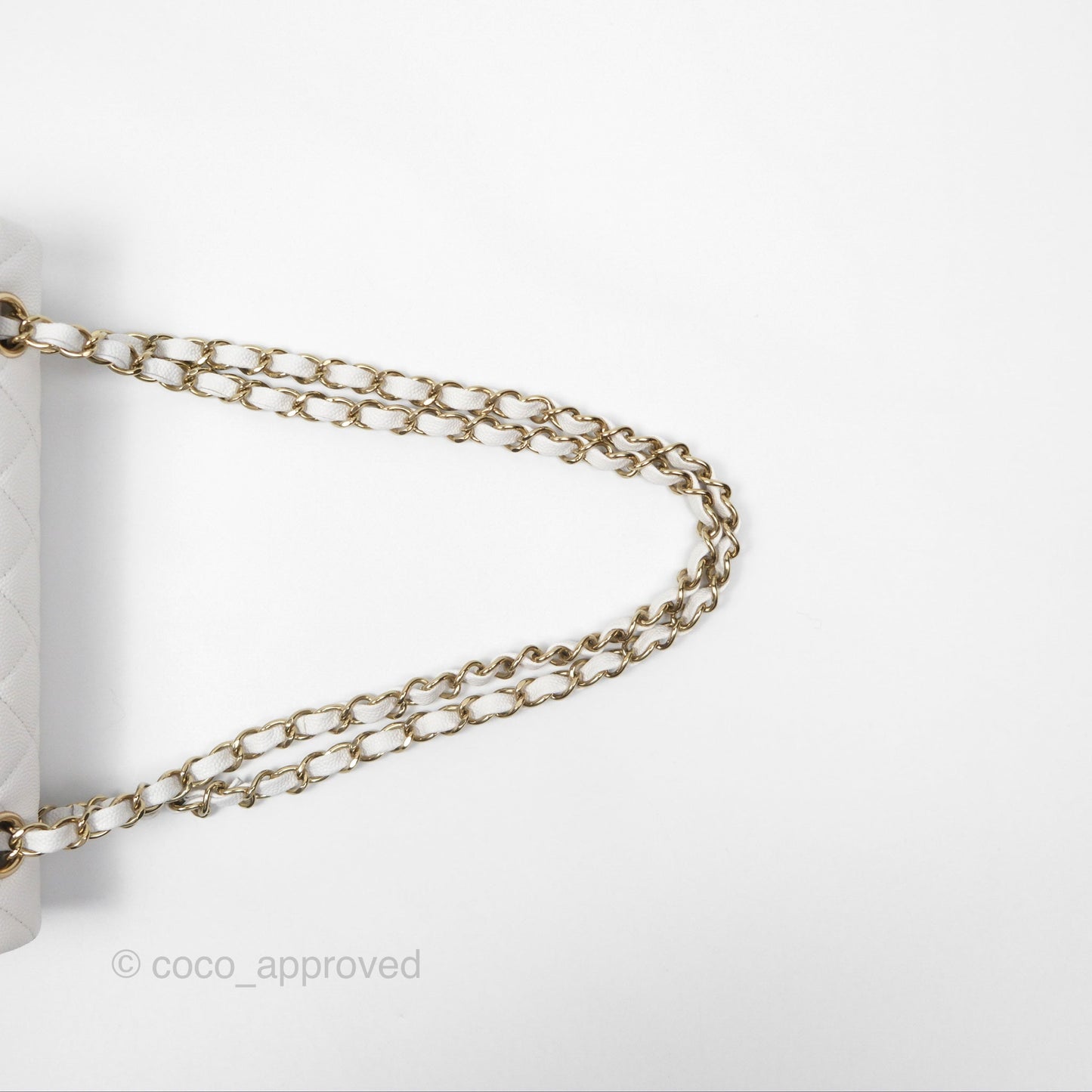 Chanel Small Classic Quilted Flap White Caviar Gold Hardware