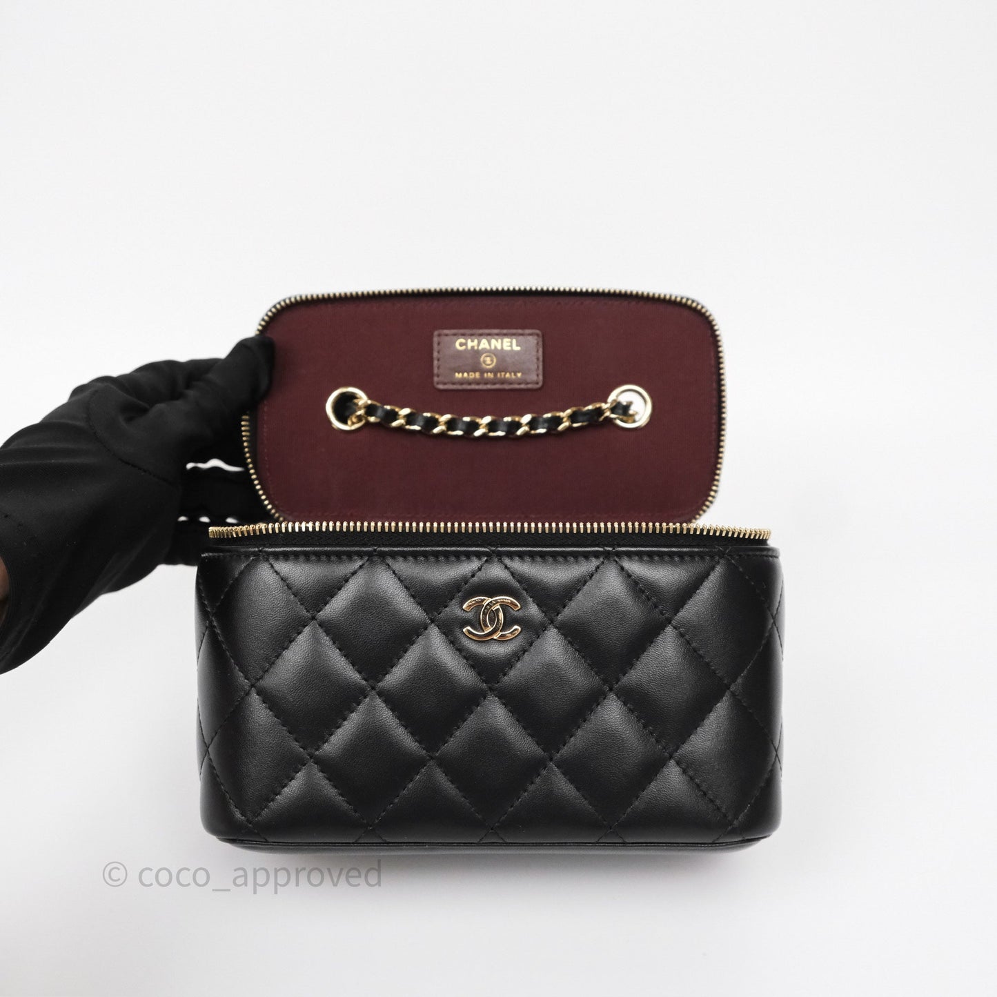 Chanel Classic Vanity with Chain Black Lambskin Gold Hardware
