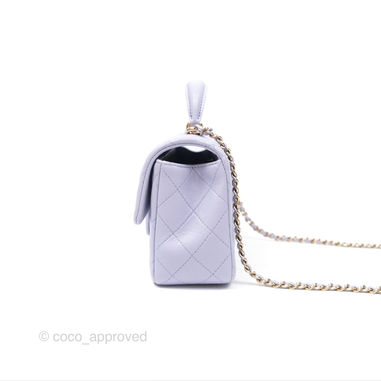 Chanel Top Handle Mini Rectangular Flap Bag Lilac Lambskin Gold Hardware