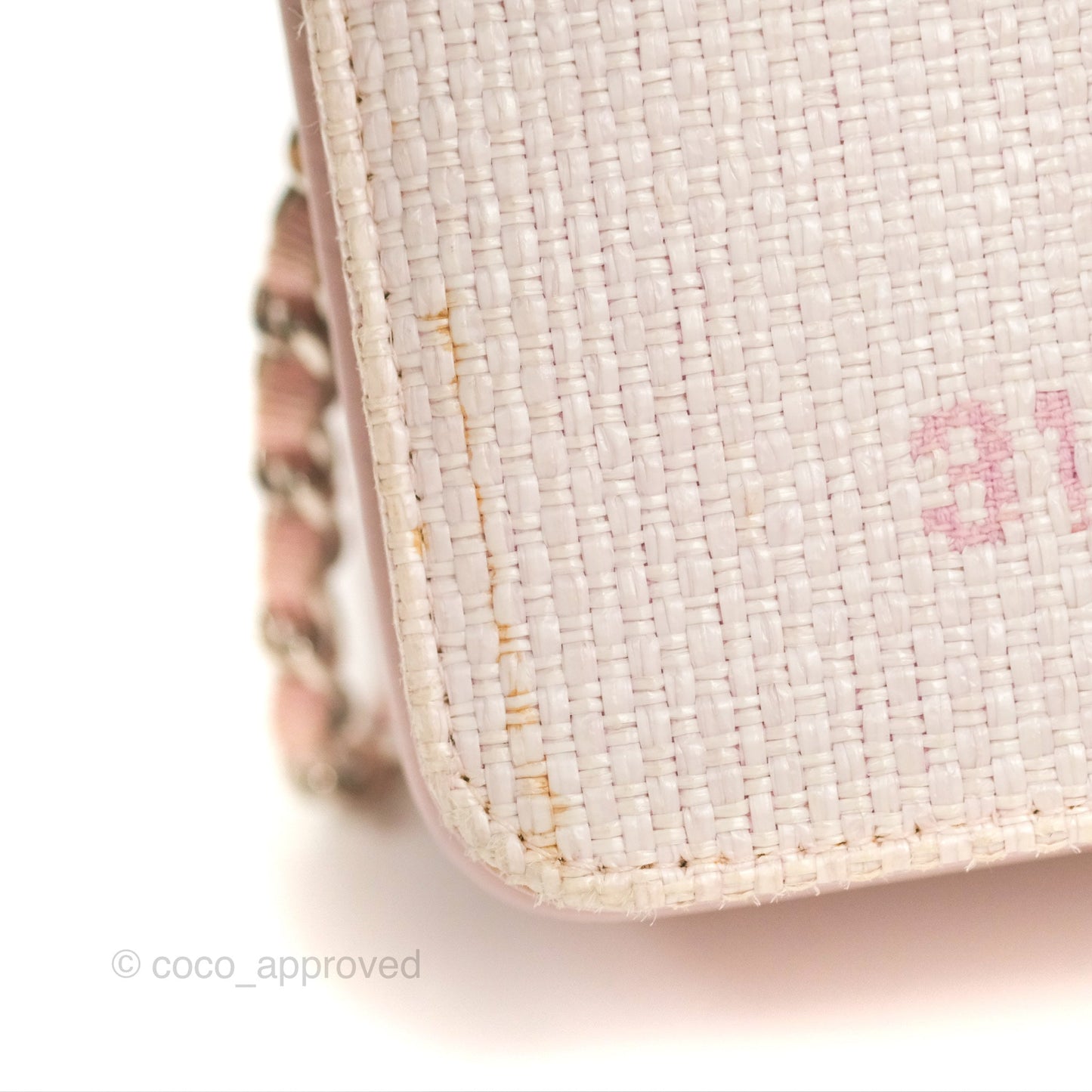 Chanel Deauville Wallet On Chain WOC Pink Canvas Silver Hardware