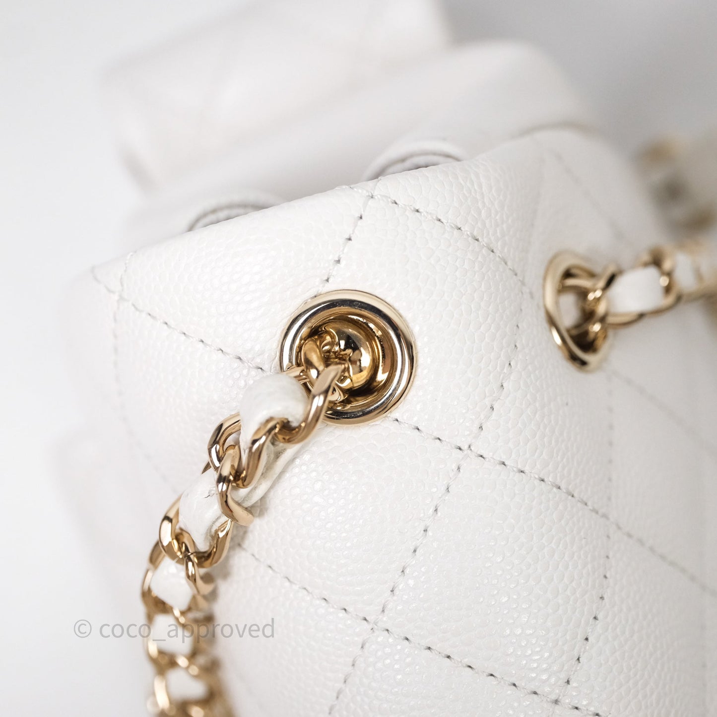 Chanel Small Duma Backpack Caviar White Gold Hardware
