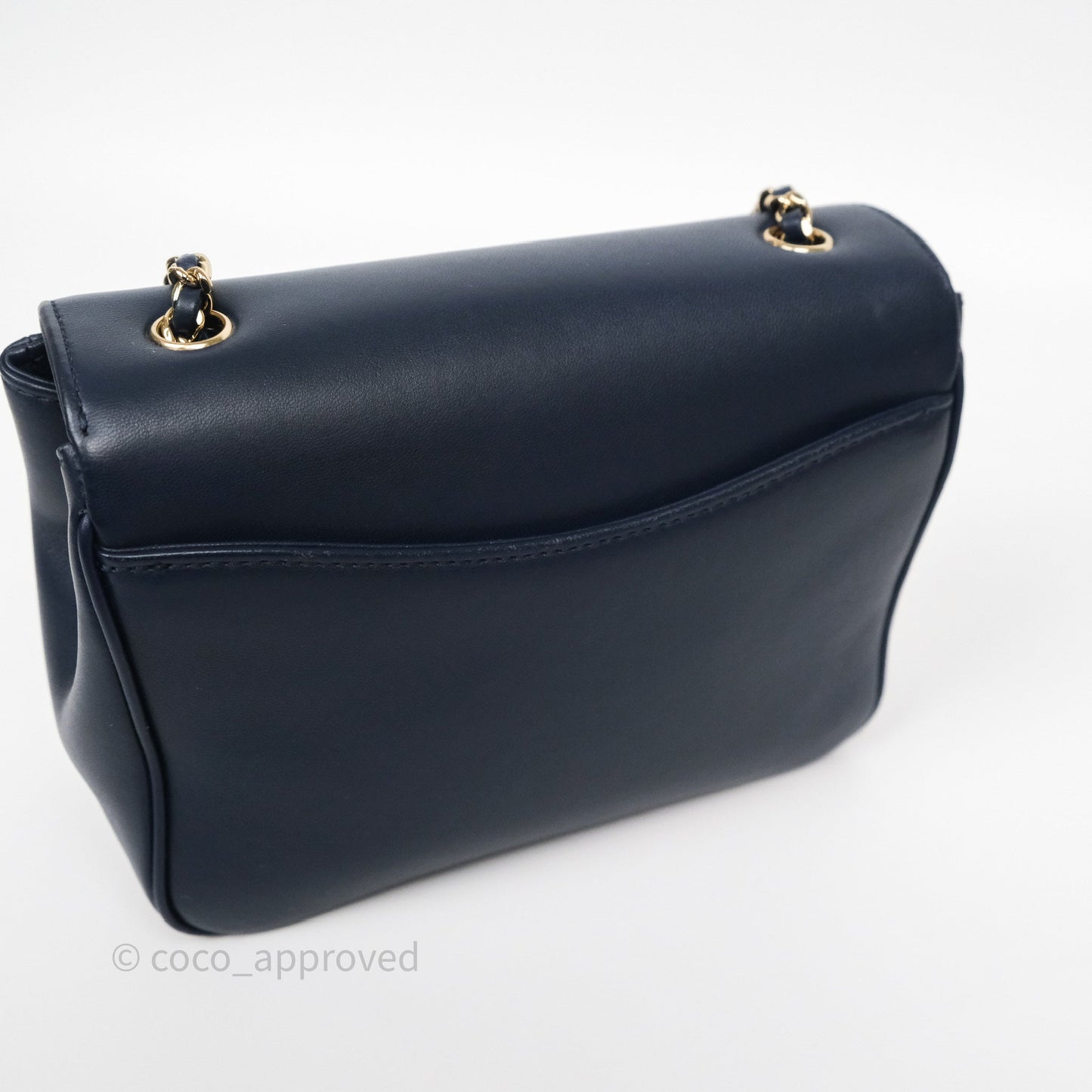 Chanel CC Mania Flap Bag Navy Lambskin Gold Hardware