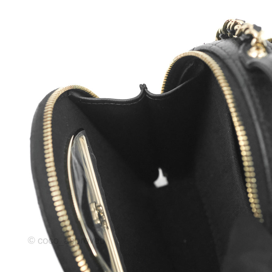 Chanel Mini Round Vanity Bag Handle With Care Black Caviar 22C