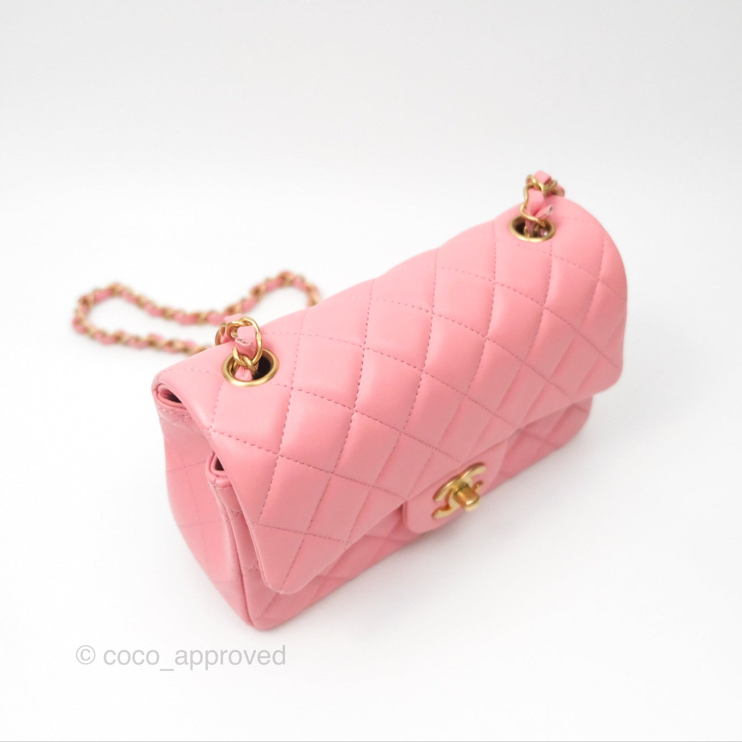 Chanel Quilted Mini Rectangular Pink Lambskin Gold Hardware