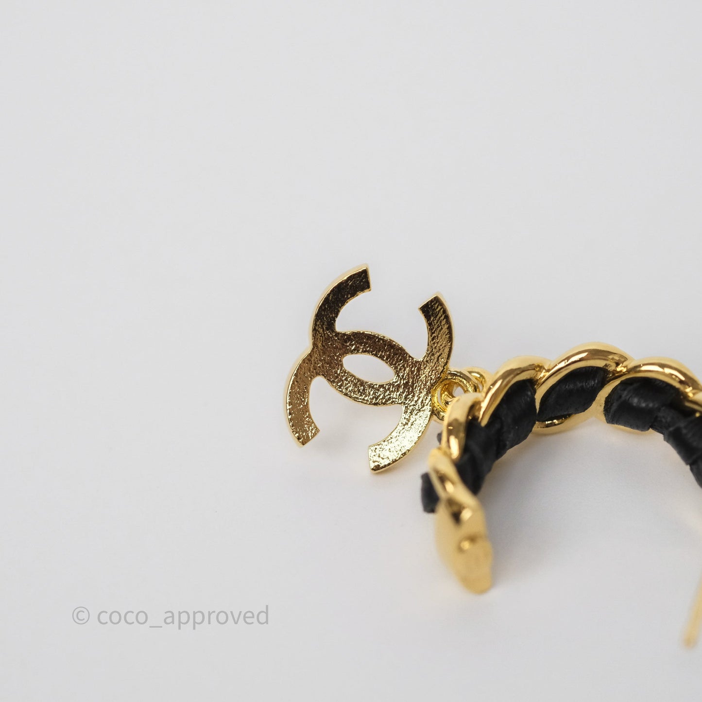 Chanel Braided Drop CC Hoop Earrings 24K