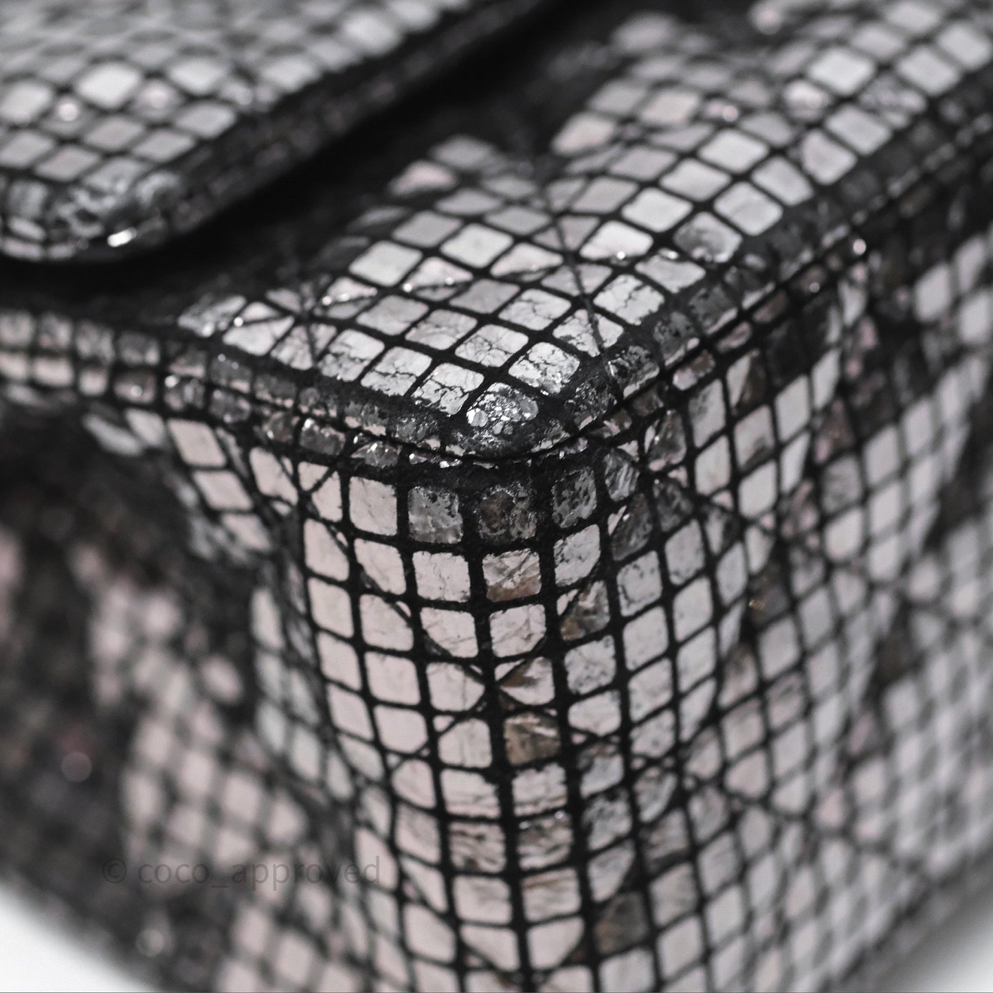Chanel Mirror Reissue 2.55 Quilted Silver Suede Calfskin Gun Metal Hardware