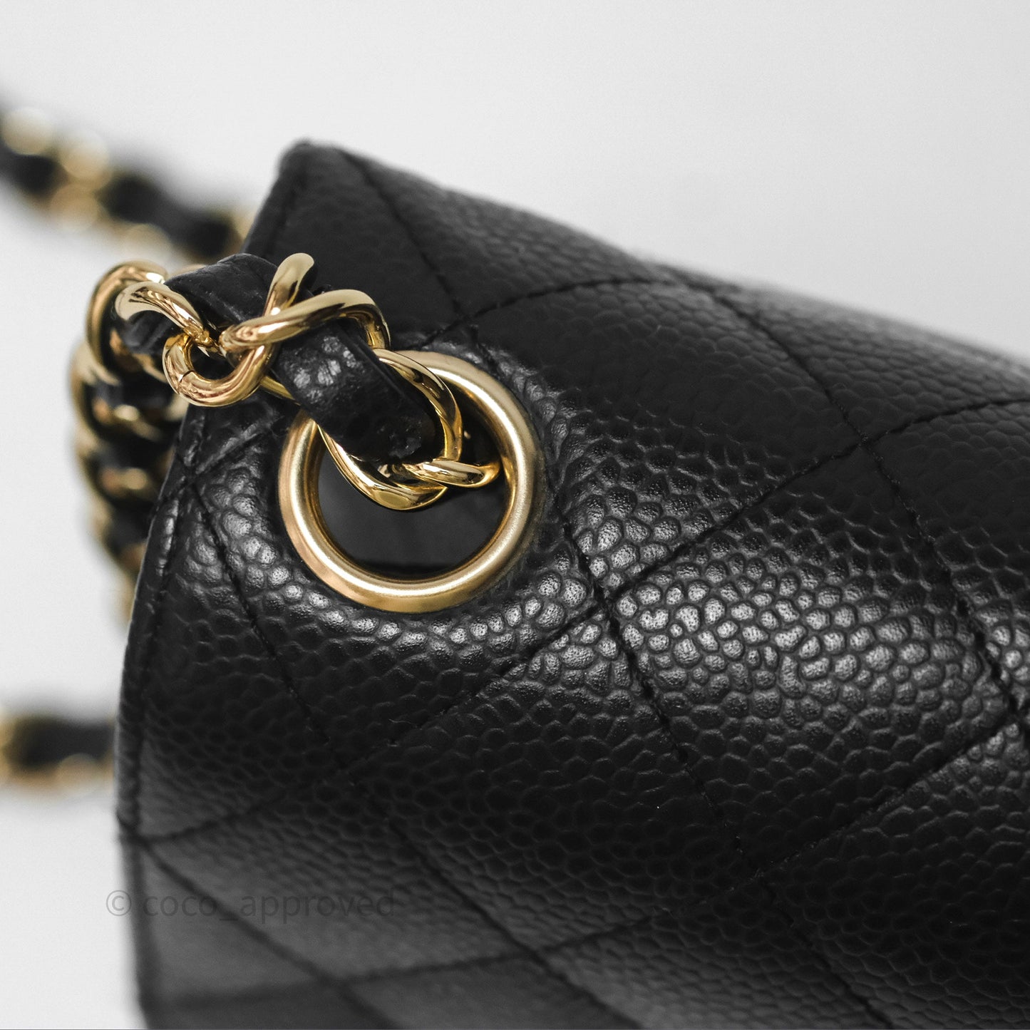 Chanel Vintage Mini Square Flap Quilted Black Caviar 24K Gold Hardware