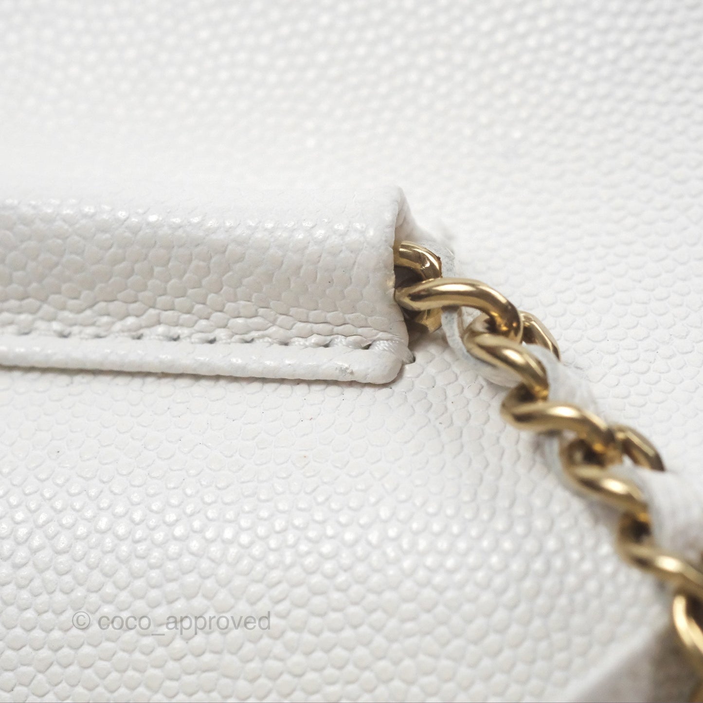 Chanel Quilted Classic Wallet on Chain WOC White Caviar Gold Hardware
