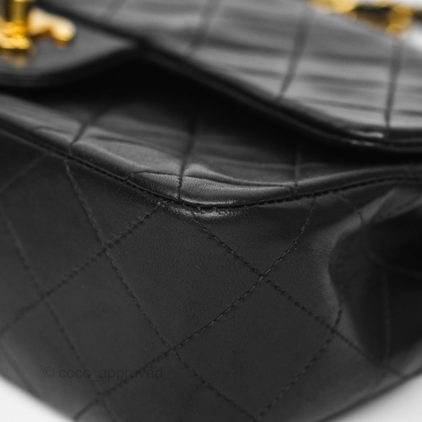 Chanel Vintage Small Classic Flap Black Lambskin 24K Gold Hardware