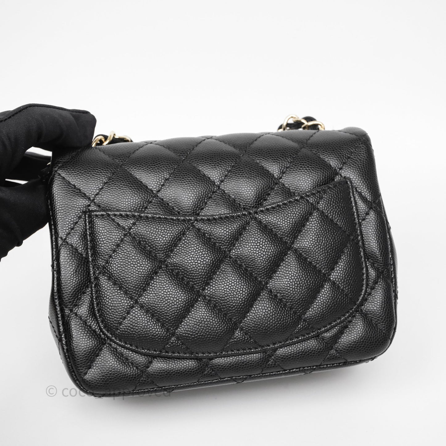 Chanel Mini Square Black Caviar Gold Hardware