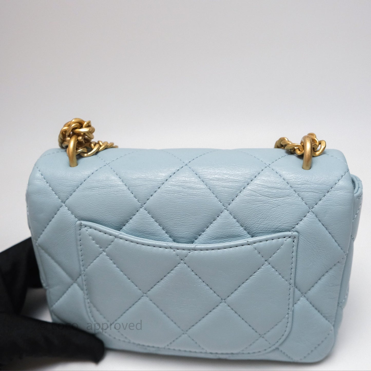 Chanel Quilted Enamel Pending CC Mini Square Flap Baby Blue Lambskin 22P