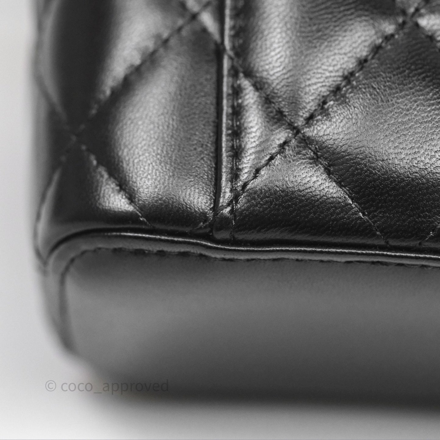 Chanel Mini Top Handle Vanity With Chain Black Lambskin Gold Hardware