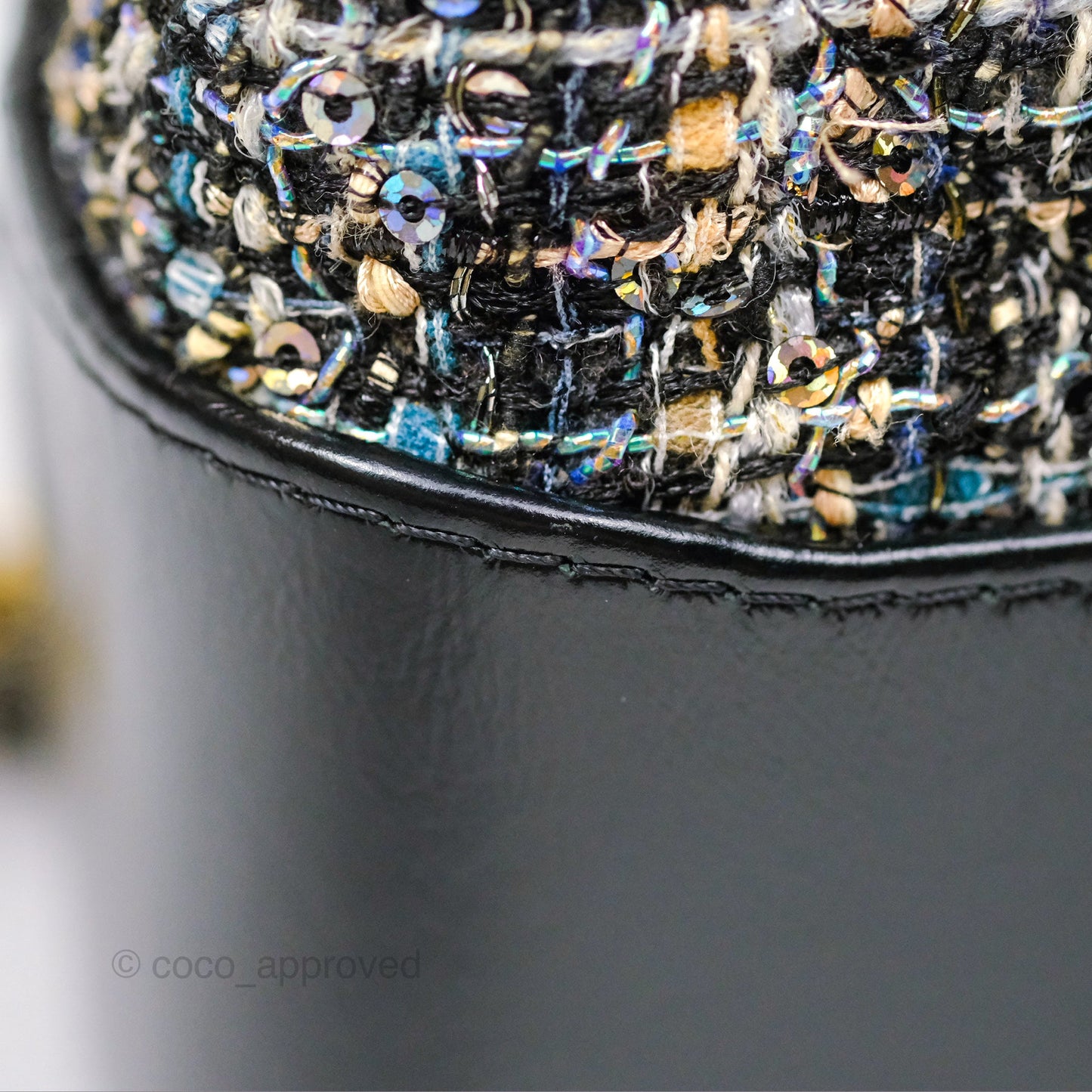 Chanel Large Gabrielle Tweed Green Black Calfskin