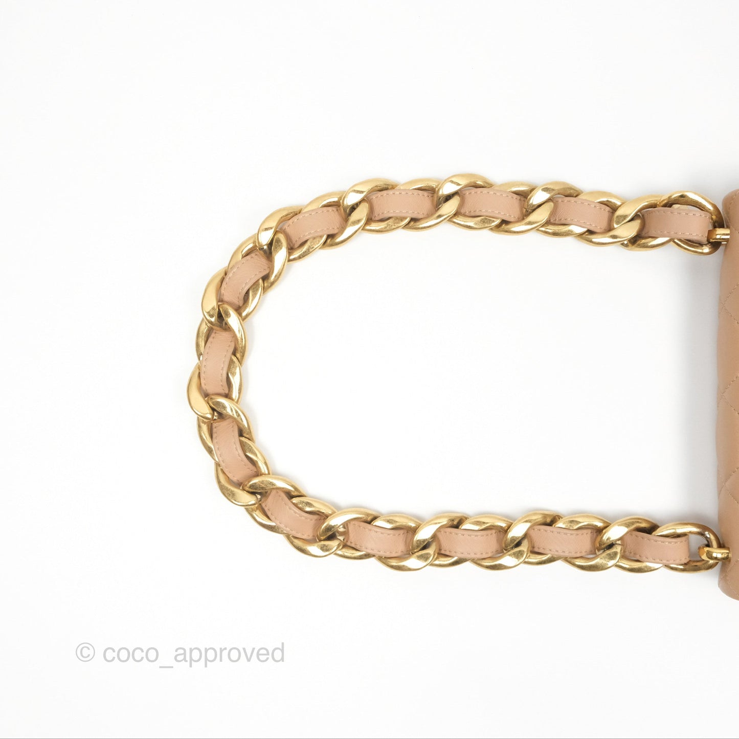 Chanel Small Chunky Chain Flap Bag Lambskin Beige Aged Gold Hardware 22S