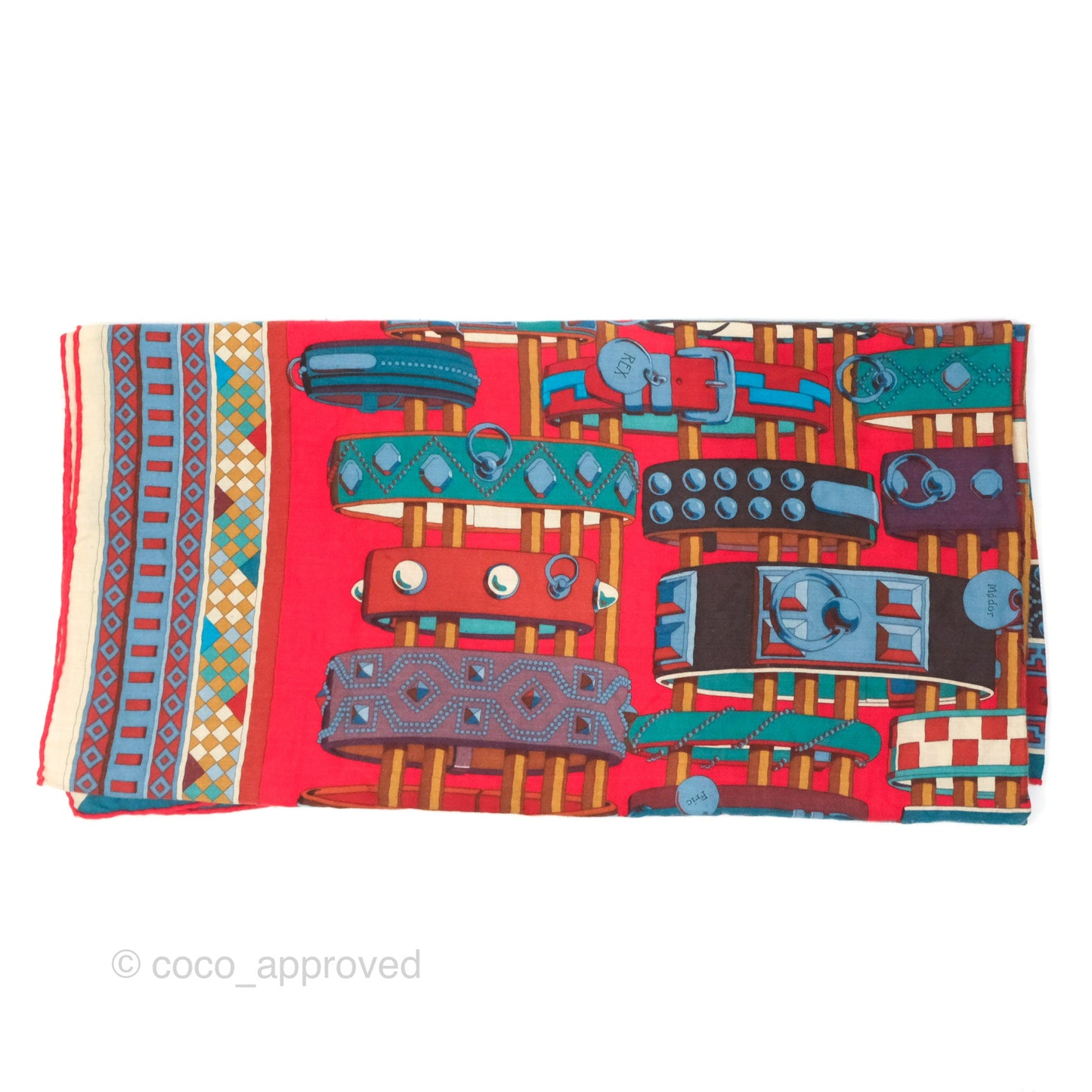 Hermes Collier de Chiens Scarf Shawl 140 Cashmere Silk