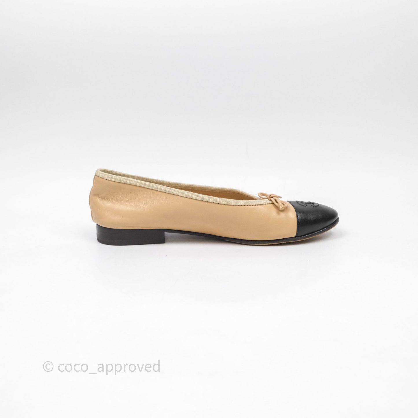 Chanel Ballerina Flats Black Beige Size 36