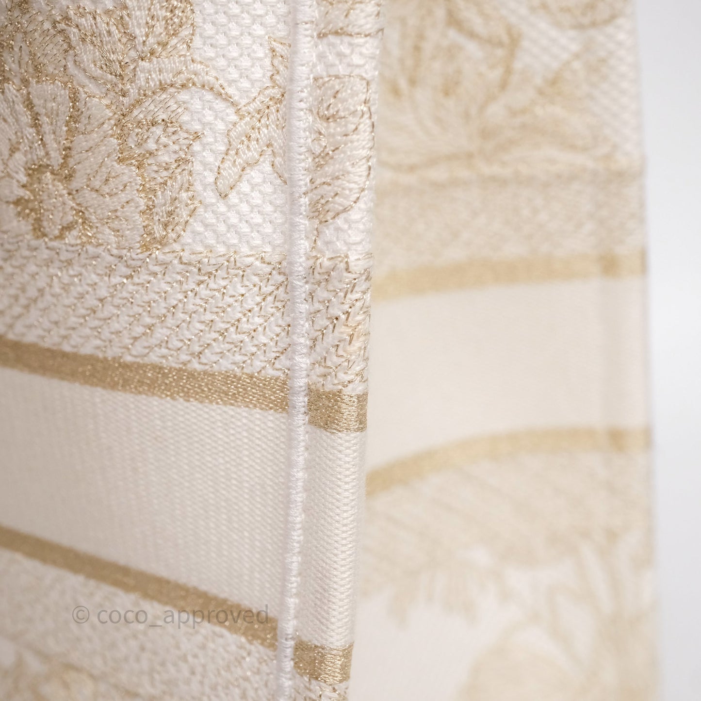 Christian Dior Medium Book Tote Latte Embroidery With Gold-Tone Metallic