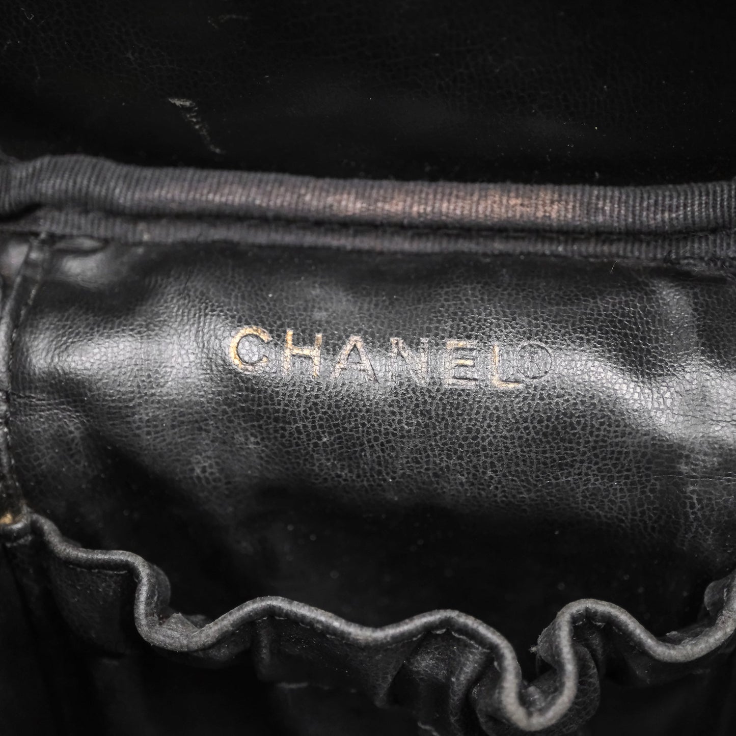 Chanel Vintage Vanity Case Black Caviar Gold Hardware