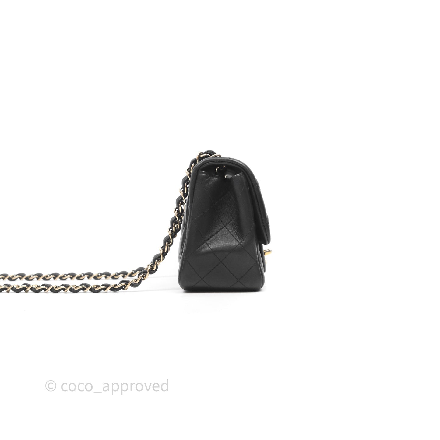 Chanel Mini Square Quilted Black Lambskin Gold Hardware