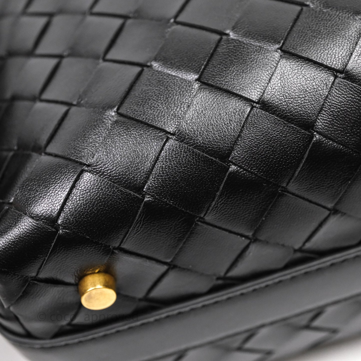 Bottega Veneta Mini Wallace Intrecciato Black Gold Hardware