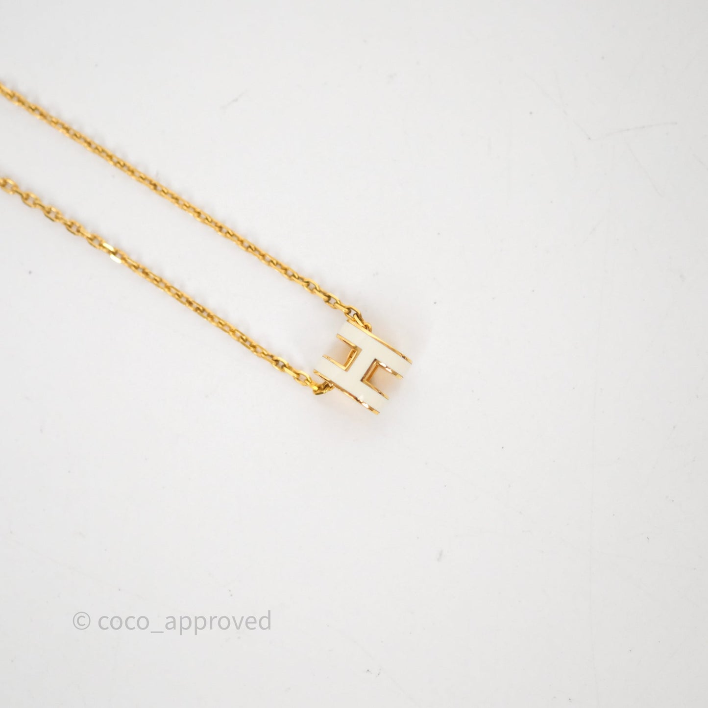 Hermès Mini Pop H Blanc 01 Pendant Necklace Gold Hardware